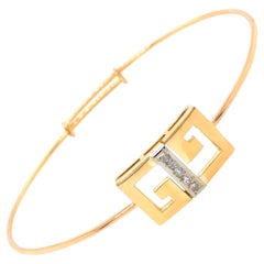 Vintage Gucci Logo Gold and Diamond Bracelet, 18k Yellow Gold