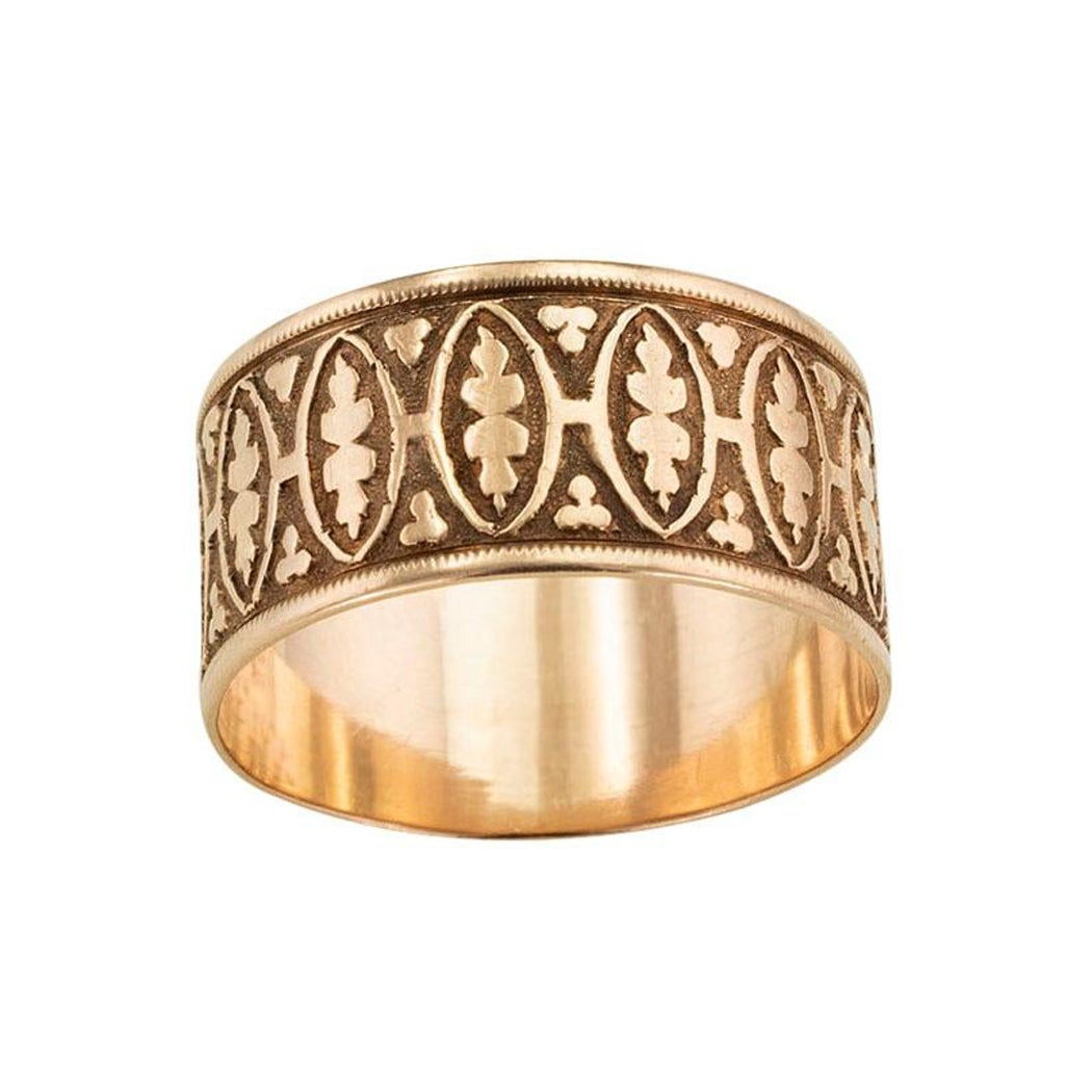 Victorian Engraved Gold Wedding Band For Sale