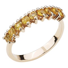18 Carat Rose Gold, Ring with Yellow Sapphires, Leonori Jewel, Colored Gemstones