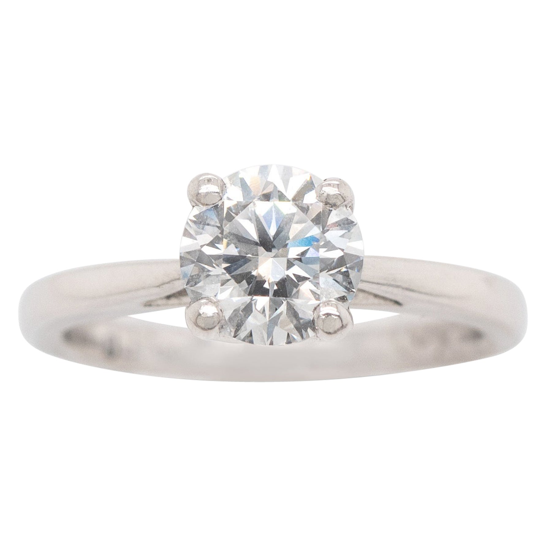 Platinum 0.84ct D Colour Diamond Solitaire Ring 4.2g For Sale