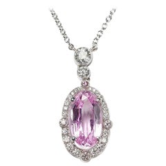 Pink Topaz, Diamond and Platinum Pendant, 2.84 Carats