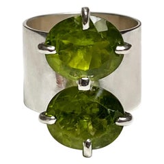 Double Peridot Ring in Sterling Silver