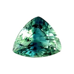 Natural Vivid Green Blue Sapphire 0.63ct Trillion Triangle Cut VVS Gem