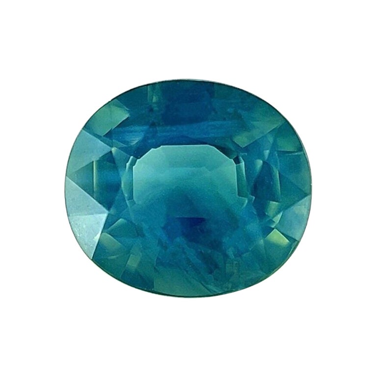1.08ct Unique Vivid Green Blue Sapphire GRA Certified Oval Cut Gem For Sale