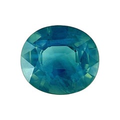 1.08ct Unique Vivid Green Blue Sapphire GRA Certified Oval Cut Gem