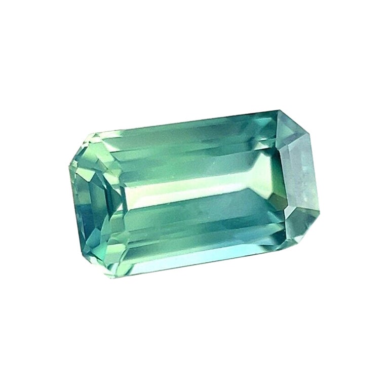 GRA Certified 1.03ct Green Blue Sapphire Untreated Emerald Cut Gem