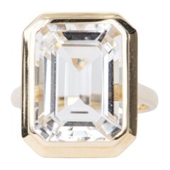 Statement Large Rock Crystal 9K Gold Bezel Set Ring R6386
