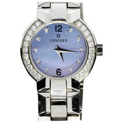 Concord Lady's Stainless Steel Diamond La Scala Blue Mother of Pearl Wristwatch