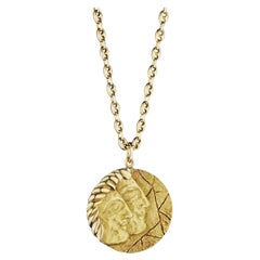 Vintage TIffany & Co. Modernist Gemini Large Gold Pendant Necklace