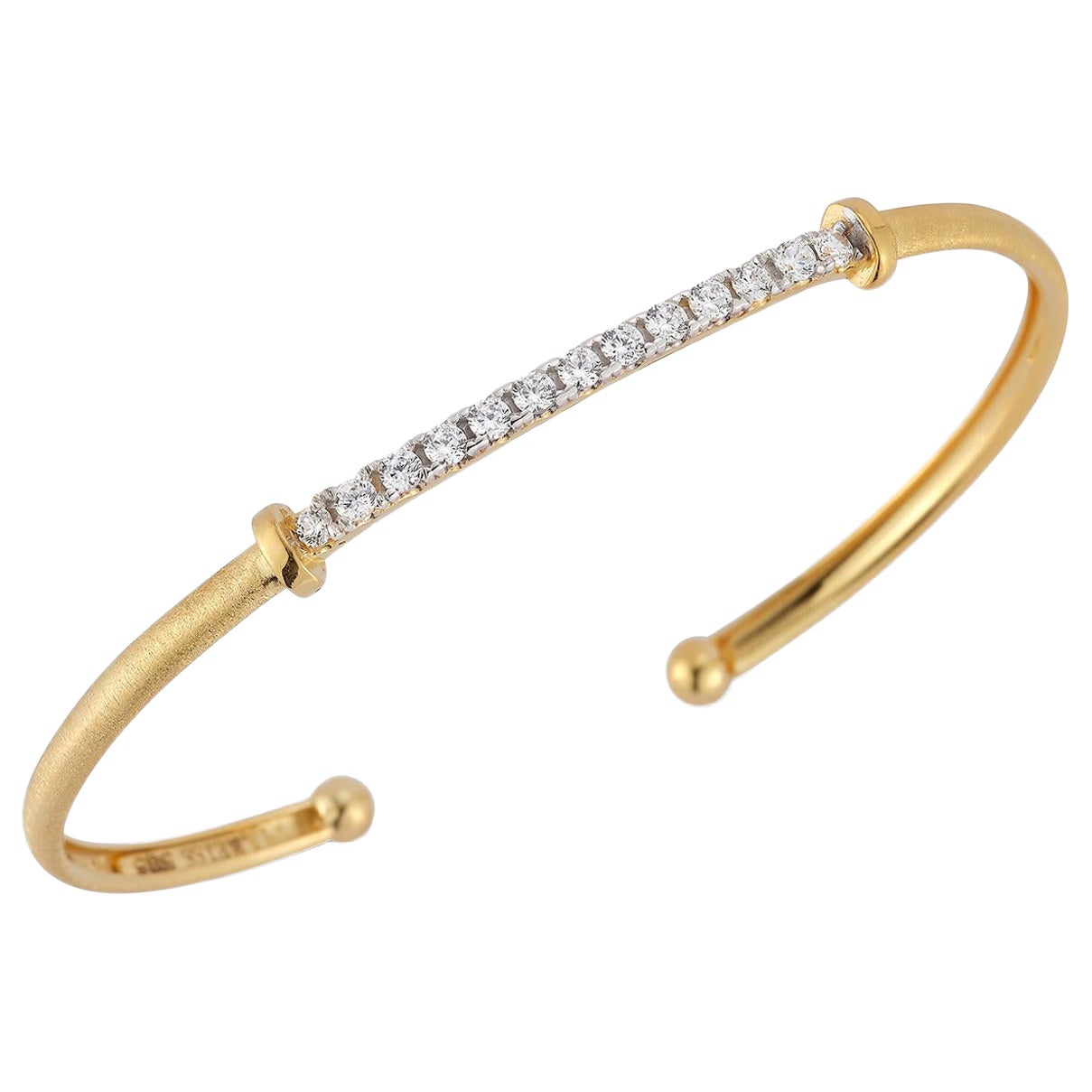 Hand-Crafted 14K Yellow Gold Flexible Bangle Bracelet. For Sale