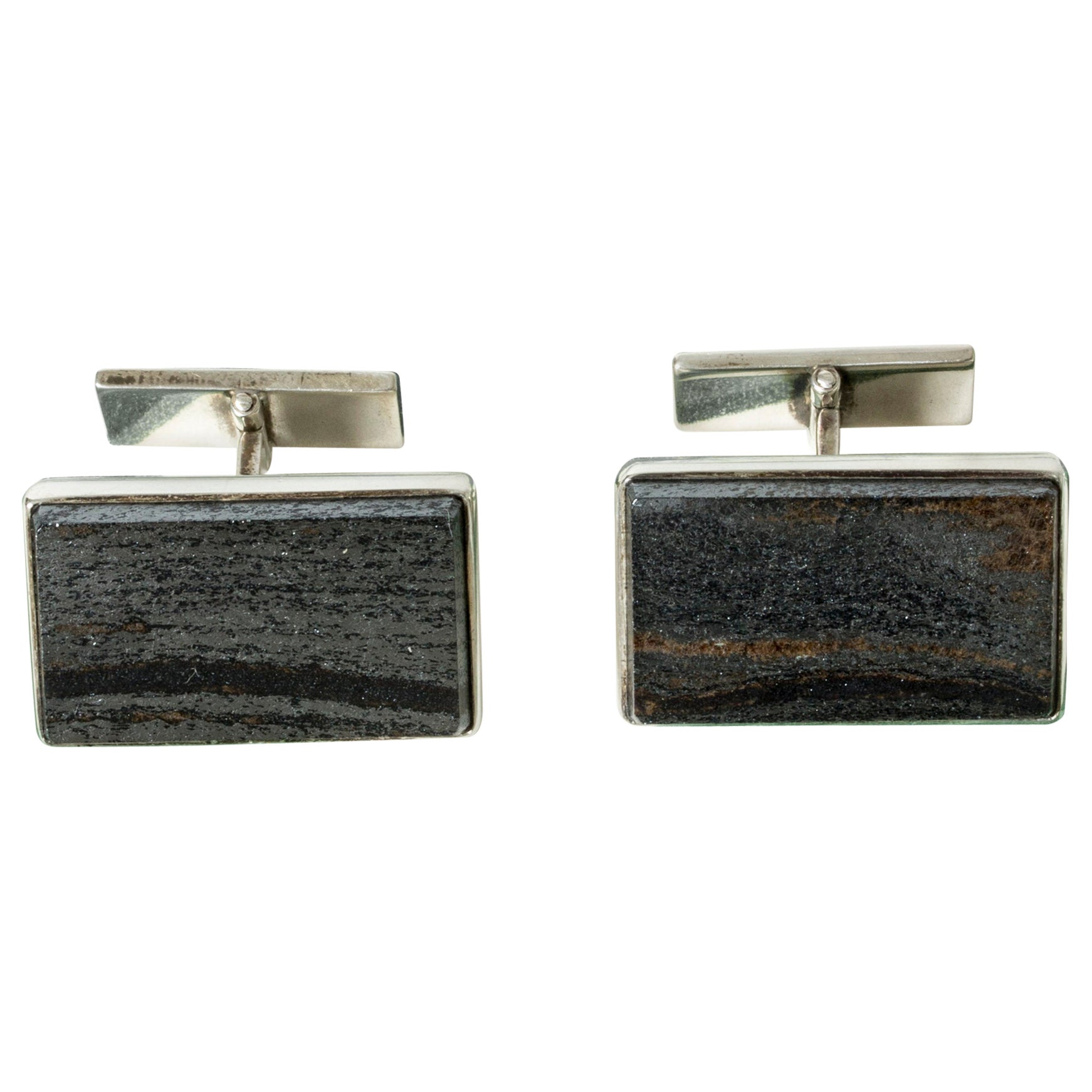 Oversize Vintage Modernist silver cufflinks, Sweden, 1977 For Sale