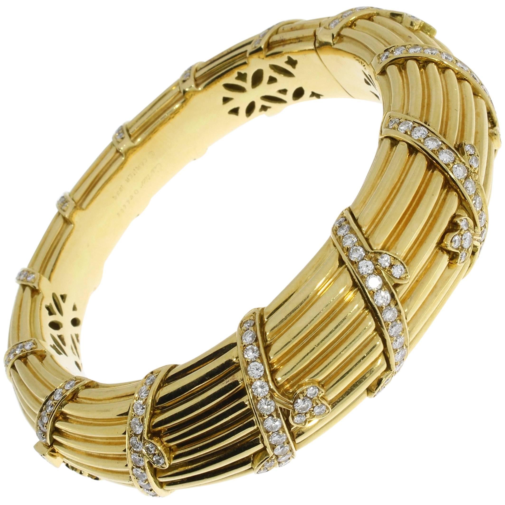 Cartier Gorgeous Diamond Gold Bangle Bracelet 