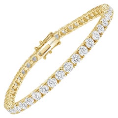 Bracelet tennis en or jaune 14 carats avec diamants ronds de 12 carats