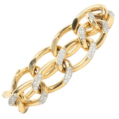 Cartier 18 Karat Yellow Gold Diamond Oval Link Bracelet 