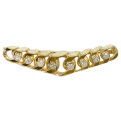 Yellow Gold Diamond Curbed Link Diamond Brooch