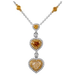 Alexander GIA 4.15ctt Fancy Color Diamond Drop Necklace 18k White & Yellow Gold