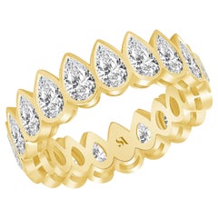 Alliance d'éternité en or 18 carats sertie d'un diamant en forme de poire, alliance complète d'éternité