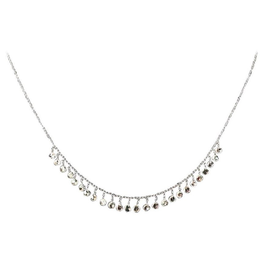PANIM  2.29 Carat Diamond Rosecut 18K White Gold Dangling Necklace