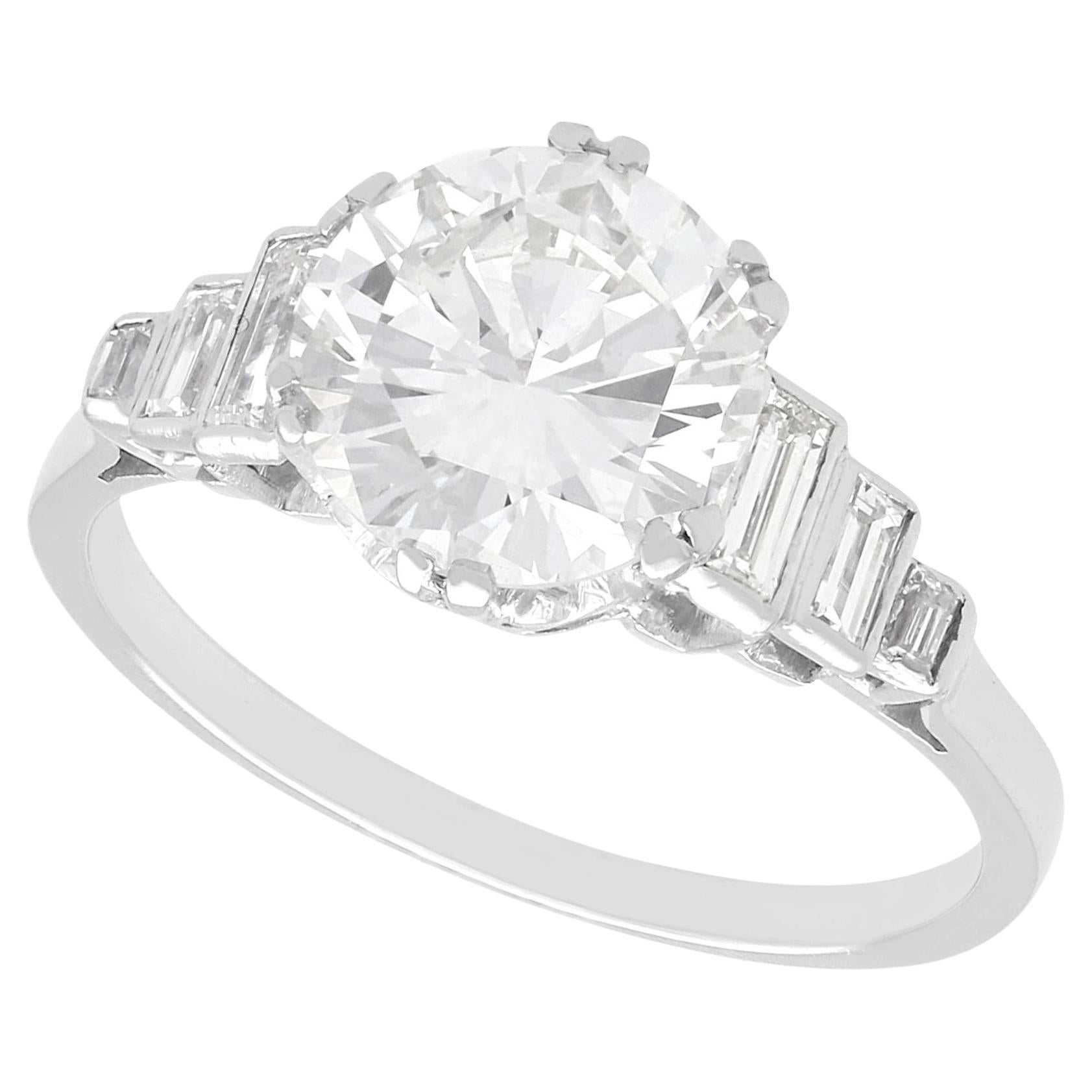 Antique 2.62 Carat Diamond and Platinum Solitaire Engagement Ring