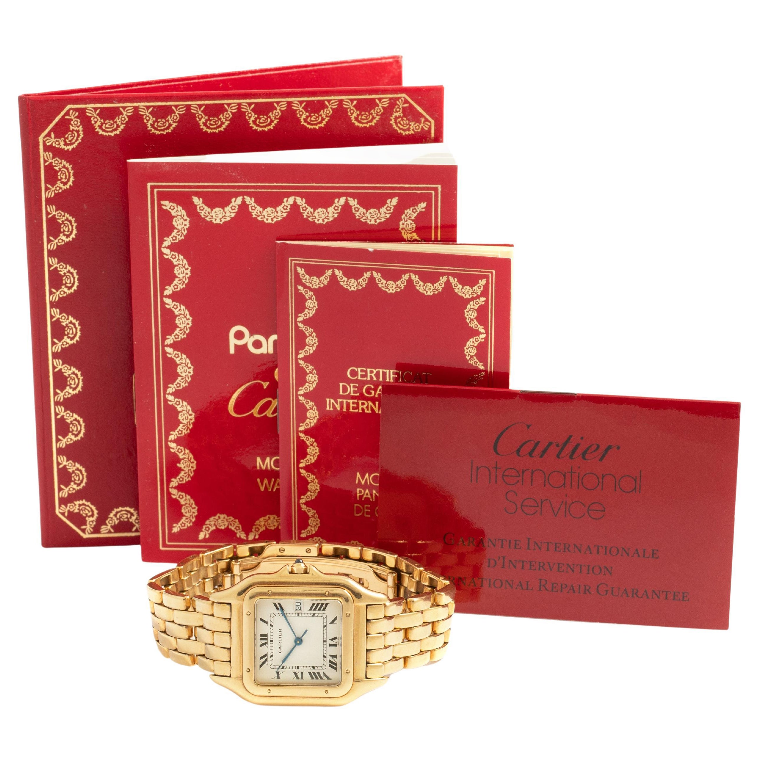 Cartier Panthere Große 18 Karat Gelbgold Armbanduhr im Angebot