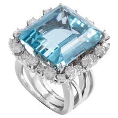 Aquamarine Diamond Ring