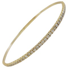 0.75 Carat Flexible Bangle Yellow Gold 14 Karat Bracelet