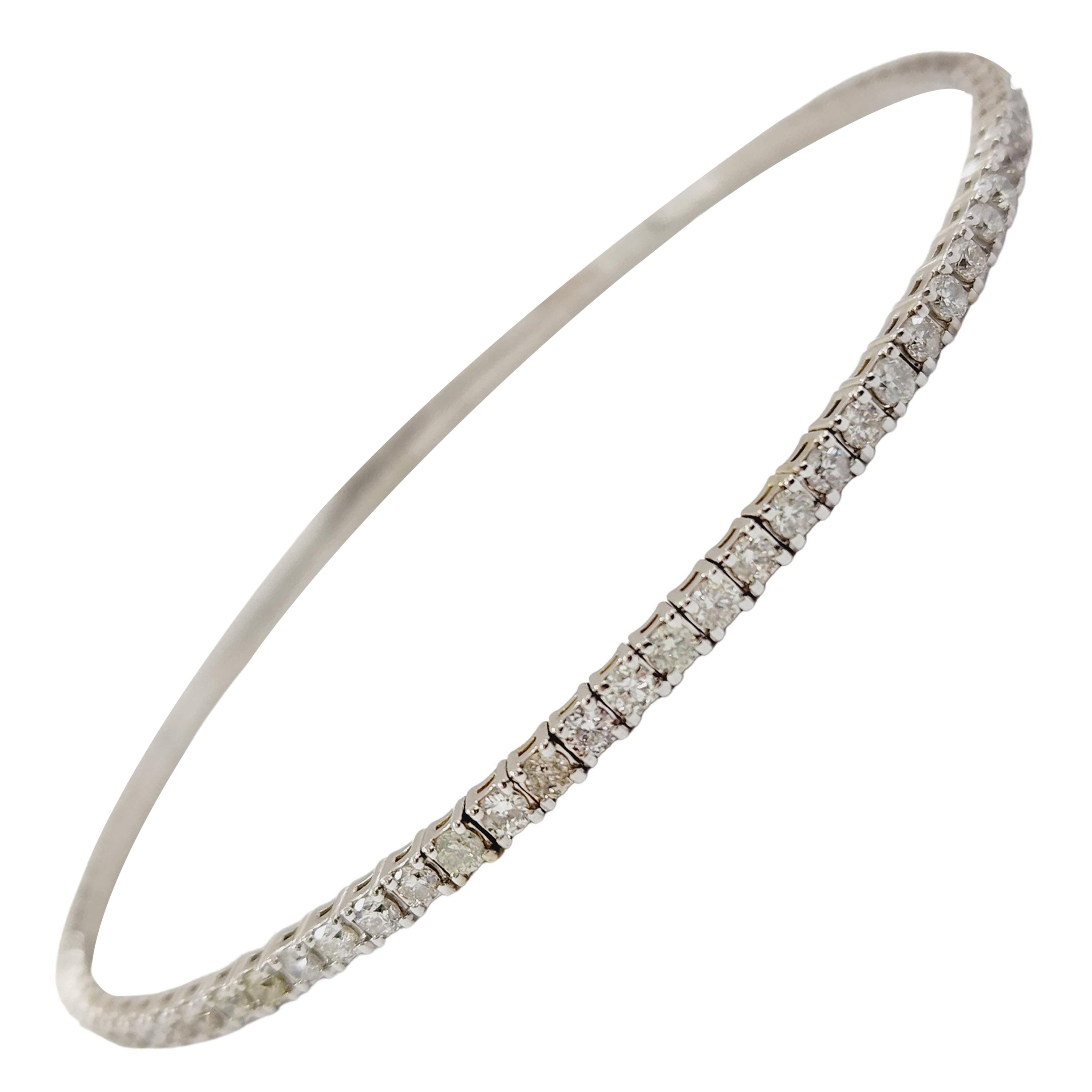 0.75 Carat Flexible Bangle White Gold 14 Karat Bracelet