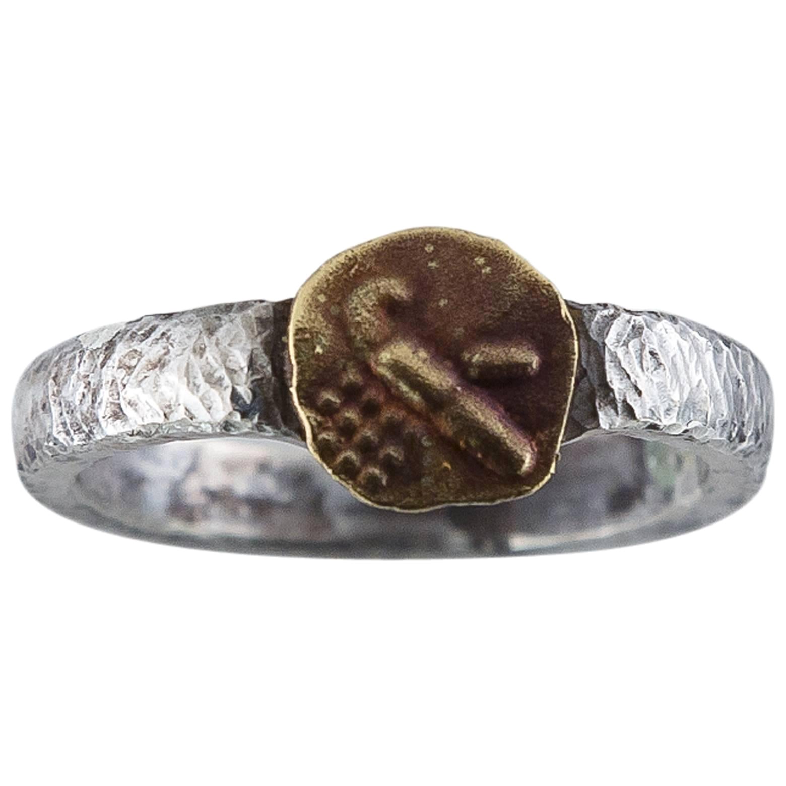 Ancient Gold Coin and Sterling Silver Ring