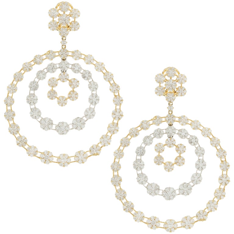 Triple Loop Diamond Earrings in 18ct Yellow & White Gold (2.22ct tw.) main image 1