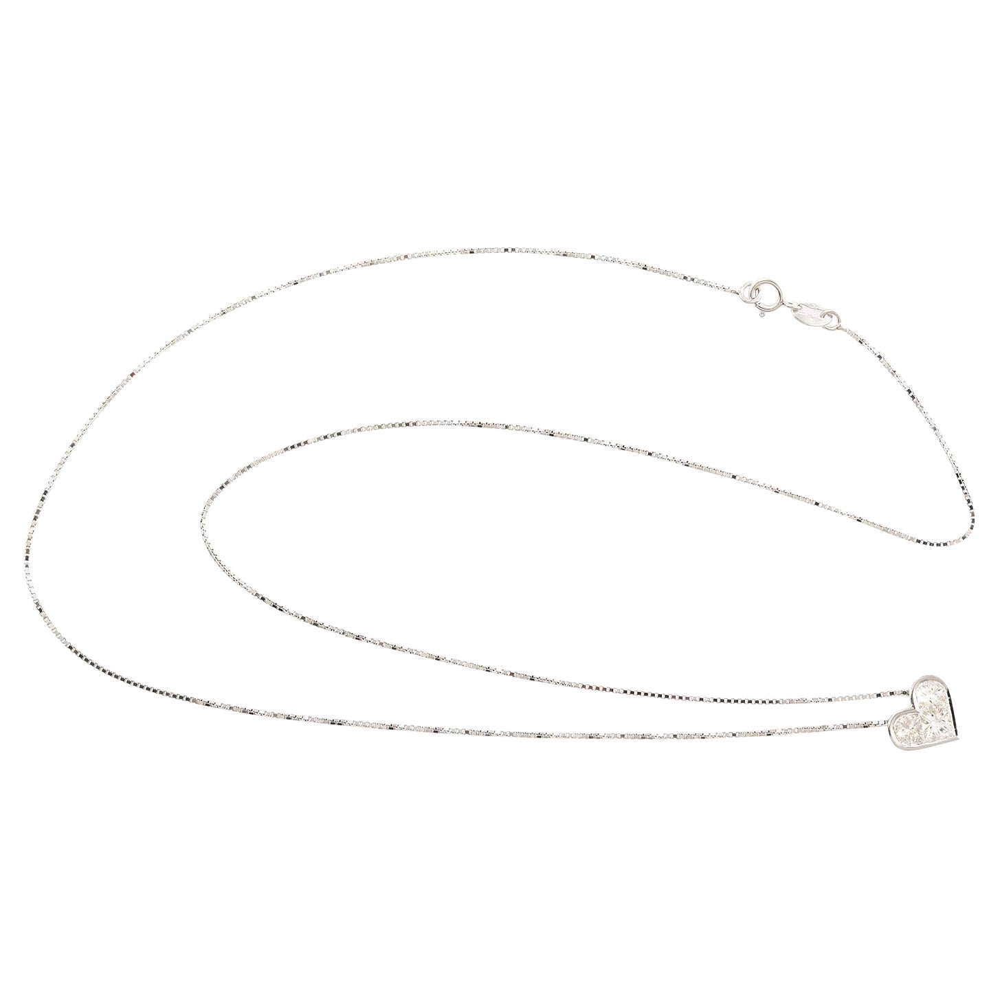 Collier à diamants en forme de cœur Illusion en or blanc 18 carats en vente