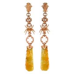 18 Karat Rose Gold Myanmar Jadeite and Diamond Earrings by Christophe Graber