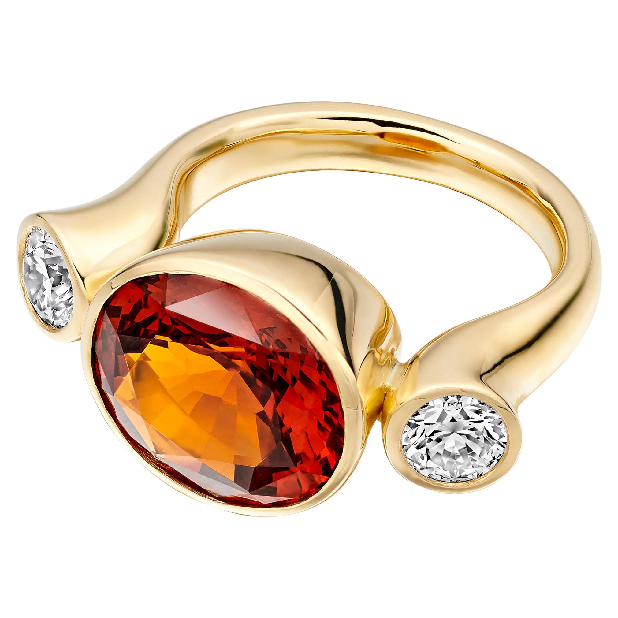 Lilly Hastedt Hessonite Garnet Diamond Gold Bon Bon Ring