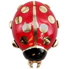 Retro Cartier Enamel Gold Ladybug Pin