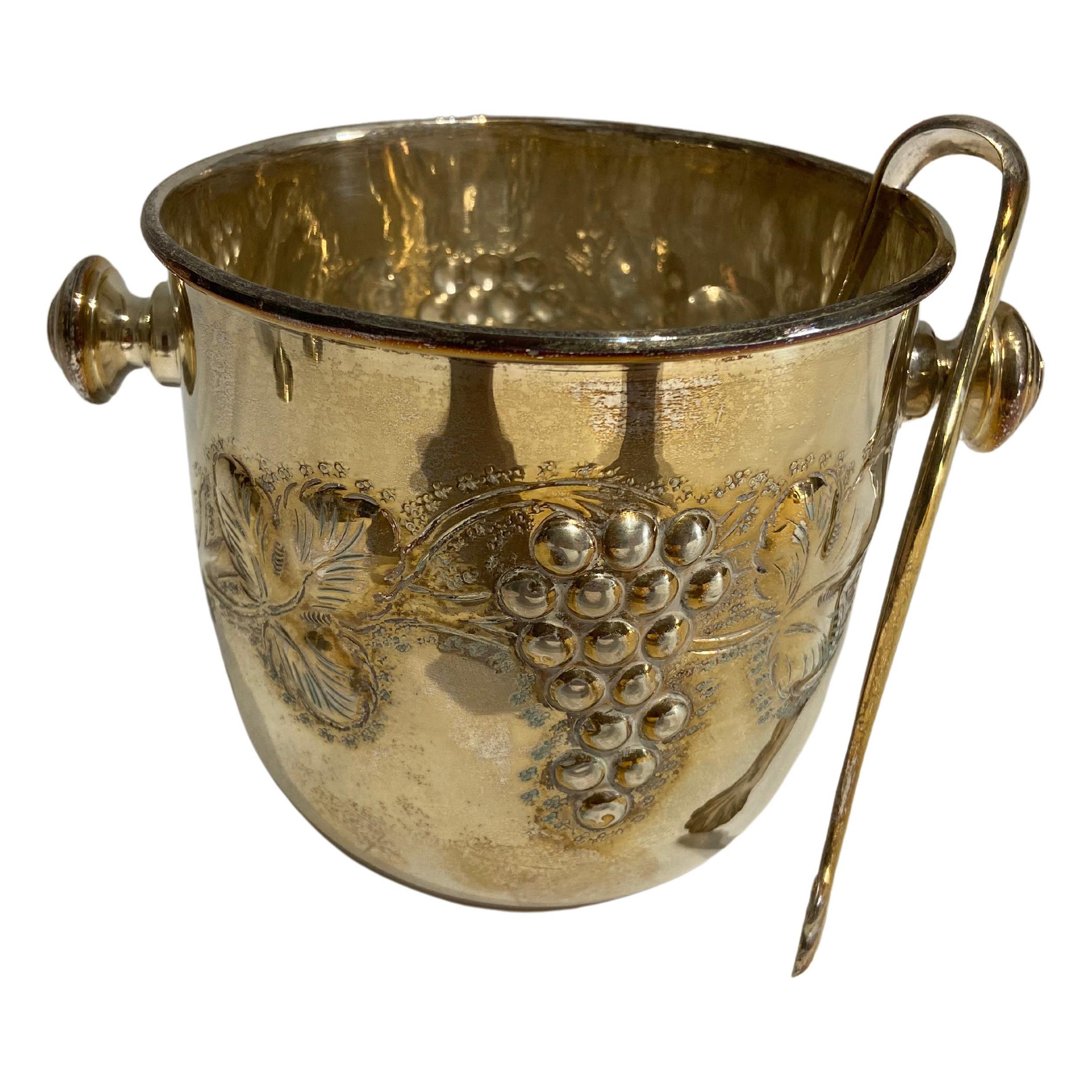 800 Silver Ice Bucket Set and 800 Silver Clamp For Sale