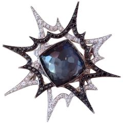 Stephen Webster "Murder She Wrote Bang Bang" Hematite Quartz Diamond Gold Ring 7