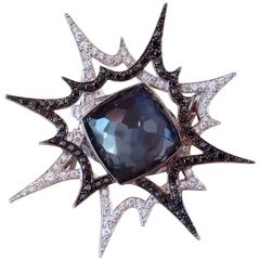 Stephen Webster "Murder She Wrote Bang Bang" Hematite Quartz Diamond Gold Ring