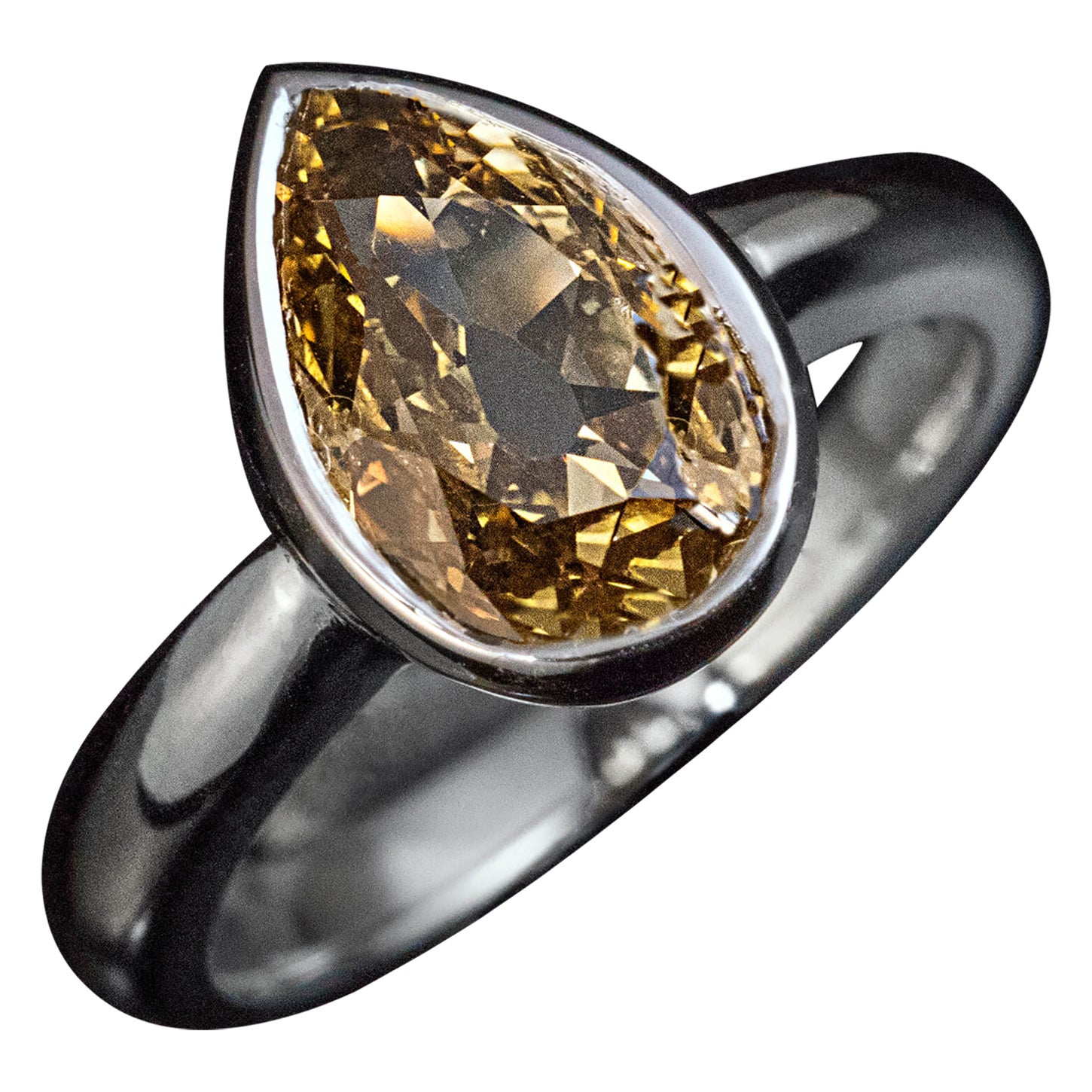 1.53 Ct Antique Fancy Color Diamond Platinum Engagement Ring For Sale