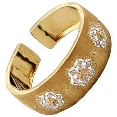 M. Buccellati Diamond Gold Wide Cuff Bracelet 6