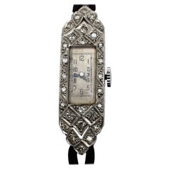 Retro Art Deco Diamond Platinum Ladies Cocktail Watch, c1929