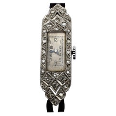 Montre de cocktail Art Déco en platine et diamants pour femmes, c1929