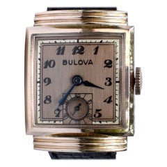 Art Deco 14k Rolled Rose GF Gents Wristwatch, c1940, Bulova, Fully Serviced