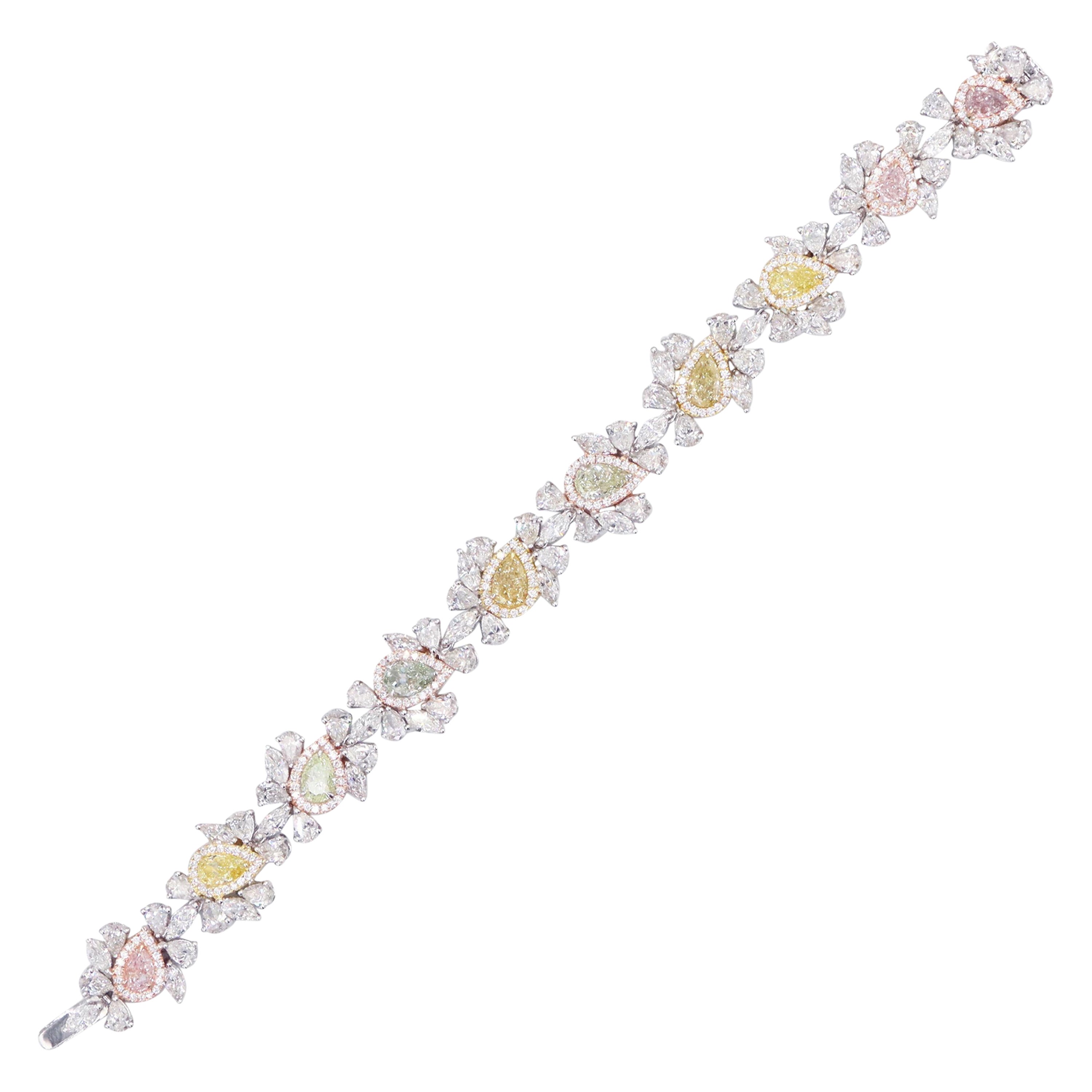 Emilio Jewelry 17.85 Carat Fancy Color Diamond Bracelet For Sale