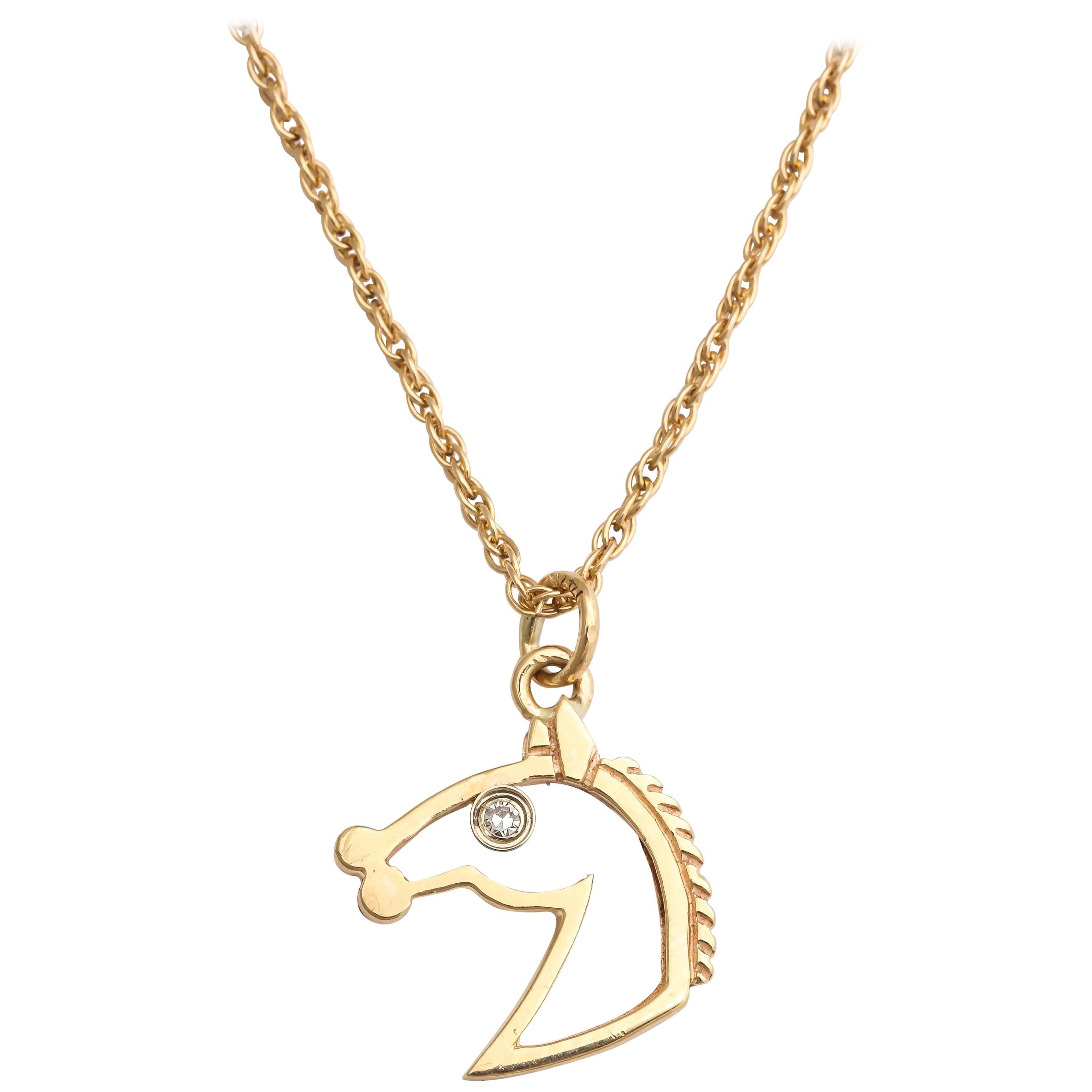 Gold and Diamond Horse Head Pendant at 1stDibs gold horse head pendant