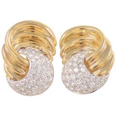Diamond Two Color Gold Earrings
