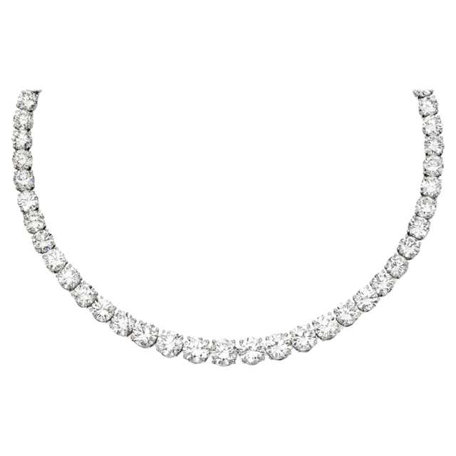 31 Carat Diamond platinum Tennis Necklace at 1stDibs | platinum necklace