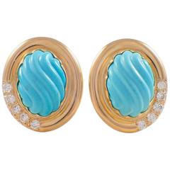 Turquoise Diamond Gold Earrings
