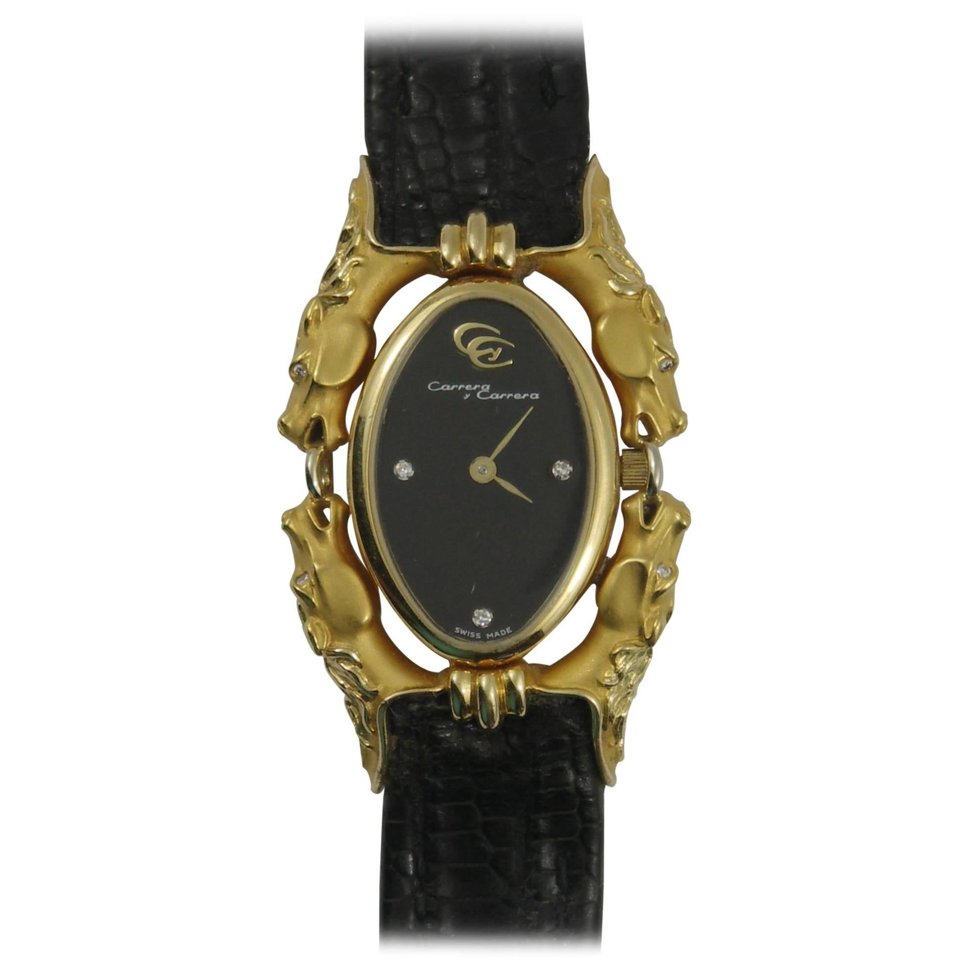 Carrera y Carrera Ladies Yellow Gold Diamond Equus Watch/Wristwatch