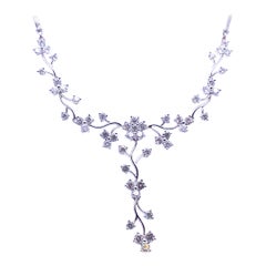 Diamond Floral Necklace 18 Karat White Gold