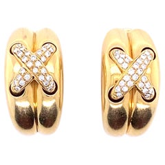 Chaumet Boucles d'oreilles vintage Liens en or jaune 18 carats et diamants