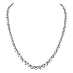 Vintage GIA Certified 16.75ct Diamond Tennis Necklace